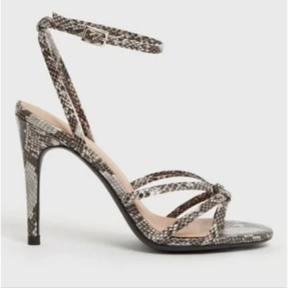 Asos Strappy Snake Python Party Baddie Holiday Heels 9 - Picture 1 of 6